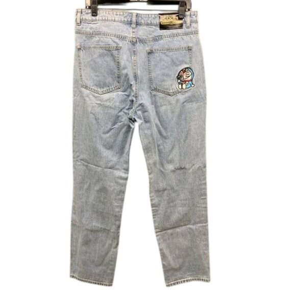 Gucci x Doraemon Men’s XL Straight Leg Jeans Blue Denim Logo‎ Designer Rare - Picture 1 of 16